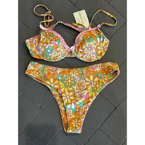Aurelle Swim Bikini Set Floral Size Medium NWT